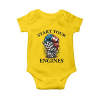 Checkered American Flag Racing Baby Onesie Start Your Engines Race Car - Wonder Print Shop