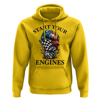 Checkered American Flag Racing Hoodie Start Your Engines Race Car - Wonder Print Shop