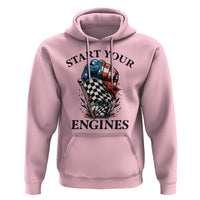 Checkered American Flag Racing Hoodie Start Your Engines Race Car - Wonder Print Shop