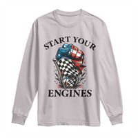 Checkered American Flag Racing Long Sleeve Shirt Start Your Engines Race Car - Wonder Print Shop