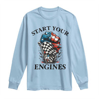Checkered American Flag Racing Long Sleeve Shirt Start Your Engines Race Car - Wonder Print Shop