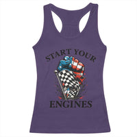 Checkered American Flag Racing Racerback Tank Top Start Your Engines Race Car - Wonder Print Shop