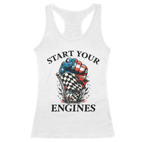 Checkered American Flag Racing Racerback Tank Top Start Your Engines Race Car - Wonder Print Shop