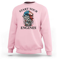 Checkered American Flag Racing Sweatshirt Start Your Engines Race Car - Wonder Print Shop