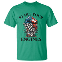 Checkered American Flag Racing T Shirt Start Your Engines Race Car - Wonder Print Shop