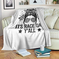 Racing Checkered Flag Messy Bun Race Day Throw Blanket - Wonder Print Shop