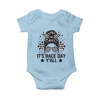 Racing Checkered Flag Messy Bun Race Day Baby Onesie - Wonder Print Shop