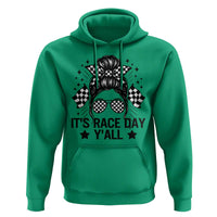 Racing Checkered Flag Messy Bun Race Day Hoodie - Wonder Print Shop