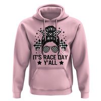 Racing Checkered Flag Messy Bun Race Day Hoodie - Wonder Print Shop