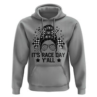 Racing Checkered Flag Messy Bun Race Day Hoodie - Wonder Print Shop