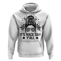 Racing Checkered Flag Messy Bun Race Day Hoodie - Wonder Print Shop