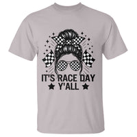 Racing Checkered Flag Messy Bun Race Day T Shirt - Wonder Print Shop