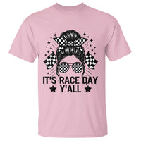 Racing Checkered Flag Messy Bun Race Day T Shirt - Wonder Print Shop
