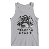 Racing Checkered Flag Messy Bun Race Day Tank Top - Wonder Print Shop