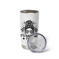 Racing Checkered Flag Messy Bun Race Day Tumbler Cup