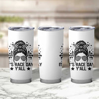 Racing Checkered Flag Messy Bun Race Day Tumbler Cup