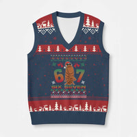 67 Six Seven Xmas V-Neck Knit Sweater Vest Marcus The Worm Robert Meme - Wonder Print Shop