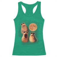 Marcus The Worm Meme Racerback Tank Top Funny Howling At Moon - Wonder Print Shop