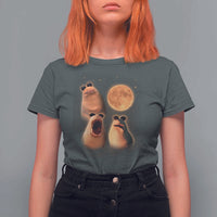 Marcus The Worm Meme T Shirt For Women Funny Howling At Moon - Wonder Print Shop
