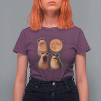 Marcus The Worm Meme T Shirt For Women Funny Howling At Moon - Wonder Print Shop