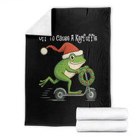 Off To Cause A Kerfuffle Throw Blanket Funny Frog Christmas - Wonder Print Shop
