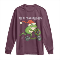 Off To Cause A Kerfuffle Long Sleeve Shirt Funny Frog Christmas - Wonder Print Shop