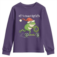 Off To Cause A Kerfuffle Youth Sweatshirt Funny Frog Christmas - Wonder Print Shop