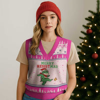 Merry Resistmas Frog Xmas V-Neck Knit Sweater Vest - Wonder Print Shop