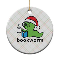 Bookworm Christmas Ceramic Ornament Reading Book Lover - Wonder Print Shop