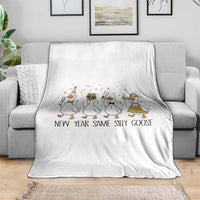 Silly Goose New Years 2026 Throw Blanket Cute Goose Party Holiday - Wonder Print Shop
