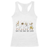 Silly Goose New Years 2026 Racerback Tank Top Cute Goose Party Holiday - Wonder Print Shop
