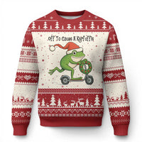 Off To Cause A Kerfuffle Ugly Christmas Sweater Funny Frog Xmas Meme Weirdcore - Wonder Print Shop