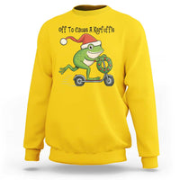 Off To Cause A Kerfuffle Sweatshirt Funny Frog Christmas Meme Weirdcore - Wonder Print Shop