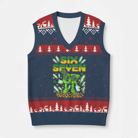 67 Italian Brainrot St Patricks Day V-Neck Knit Sweater Vest Funny Six Seven Leprechaun Playing Baseball Meme