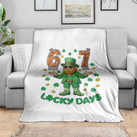 67 Basketball St Patricks Day Throw Blanket Funny Six Seven Leprechaun Meme