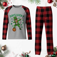 Funny Dabbing Leprechaun St Patricks Day Plaid Pajama Set Days Lucky