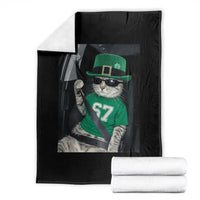 67 Cat St Patricks Day Throw Blanket Funny Cat Driver Leprechaun Meme