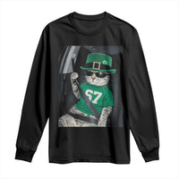 67 Cat St Patricks Day Long Sleeve Shirt Funny Cat Driver Leprechaun Meme