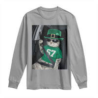 67 Cat St Patricks Day Long Sleeve Shirt Funny Cat Driver Leprechaun Meme