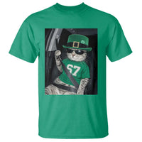 67 Cat St Patricks Day T Shirt Funny Cat Driver Leprechaun Meme