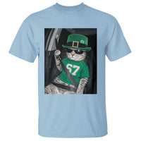 67 Cat St Patricks Day T Shirt Funny Cat Driver Leprechaun Meme