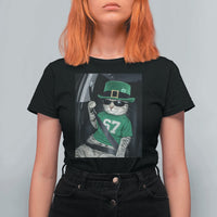 67 Cat St Patricks Day T Shirt For Women Funny Cat Driver Leprechaun Meme