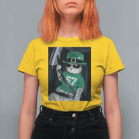 67 Cat St Patricks Day T Shirt For Women Funny Cat Driver Leprechaun Meme
