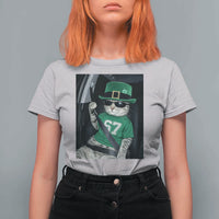 67 Cat St Patricks Day T Shirt For Women Funny Cat Driver Leprechaun Meme