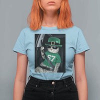 67 Cat St Patricks Day T Shirt For Women Funny Cat Driver Leprechaun Meme