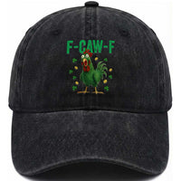 Funny St Patrick Day Washed Cotton Baseball Cap F-Caw-F Lucky Chicken Meme