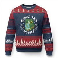 Respect Your Mother Ugly Christmas Sweater Earth Mother Women Girl
