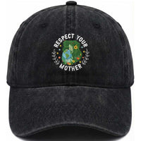 Respect Your Mother Washed Cotton Baseball Cap Earth Mother Women Girl