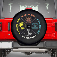 Earth Day Awareness Spare Tire Cover Save The Bees Plant More Trees Clean The Seas Titties