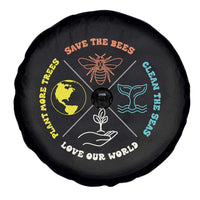 Earth Day Awareness Spare Tire Cover Save The Bees Plant More Trees Clean The Seas Titties